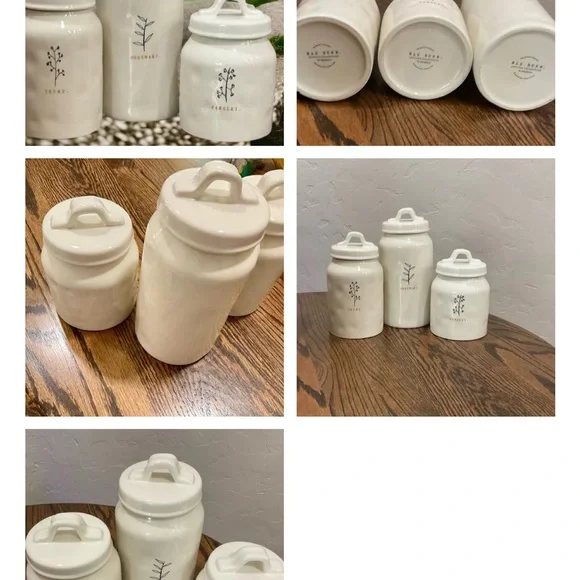 Rae Dunn Rosemary Thyme Parsley canister set Food Storage